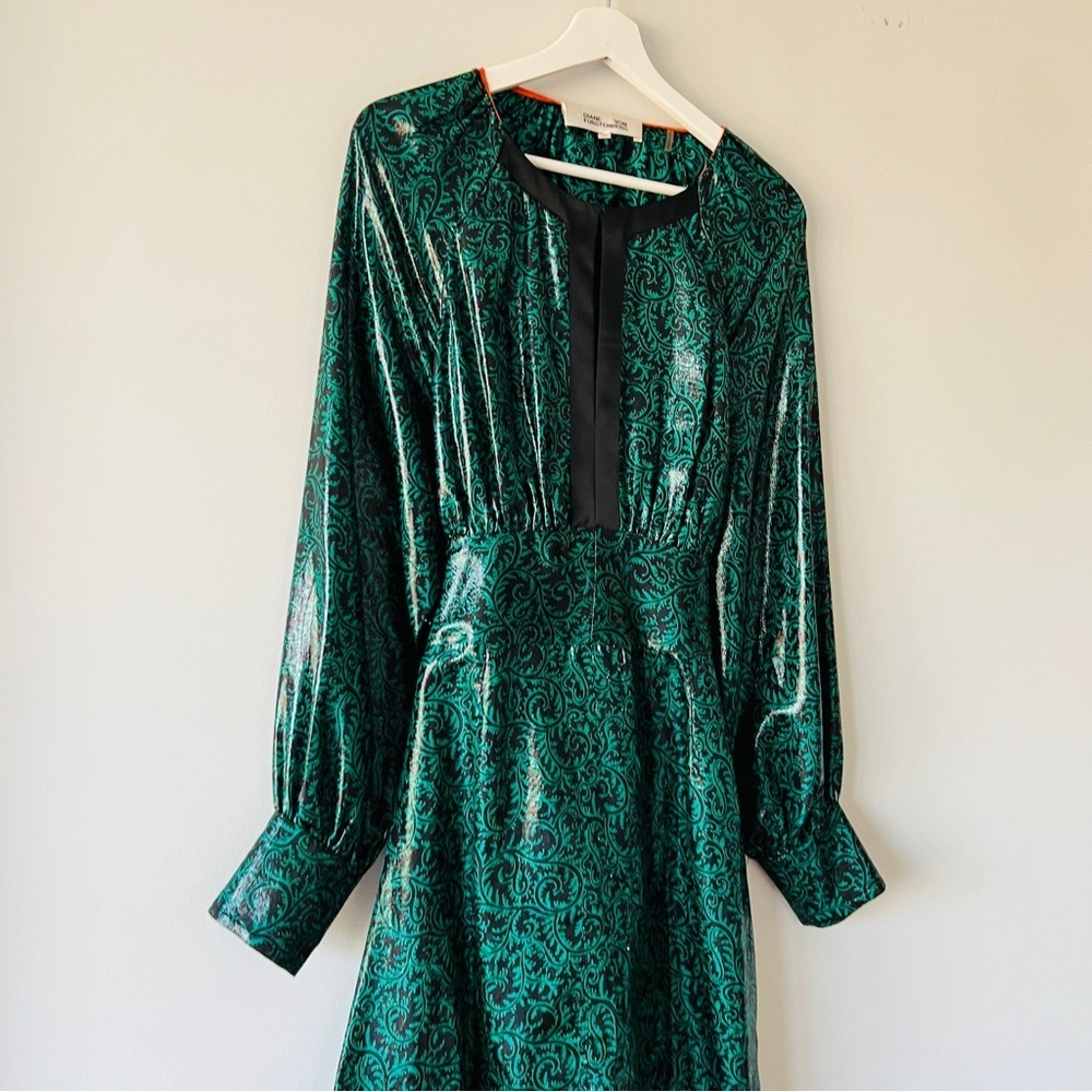 Diane von Furstenberg Spring 2018 Paisley Print Silk Blend Dress Size 12​​ - Picture 4 of 11